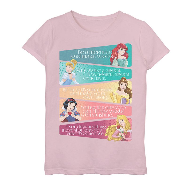 Girls 7-16 Disney Princess Adjectives Panels Graphic Tee, Girl's, Size: Small, Pink