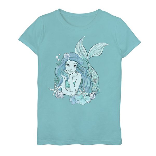 Disney's The Little Mermaid Ariel Girls 7-16 Teal Sketch Graphic Tee