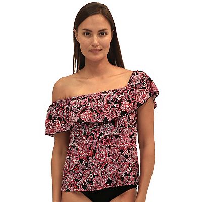 Women s A Shore Fit Print Off the Shoulder Tankini Top