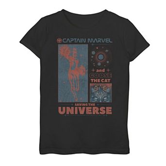 Girls 7-16 Marvel Captain Marvel And Goose The Cat Saving The Universe Graphic Tee