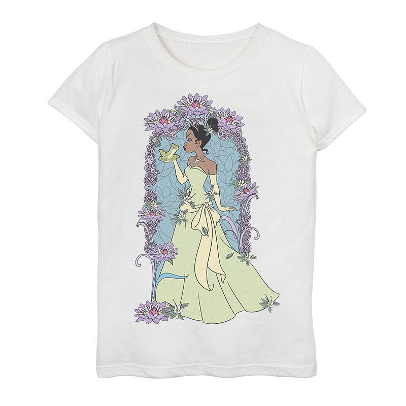 Girls 7-16 Disney Princess And The Frog Tiana Floral Kiss Graphic Tee, Girl's, Size: Small, White