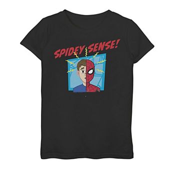 Girls 7-16 Marvel Spider-Man Far From Home Spidey Sense Split Face Graphic Tee