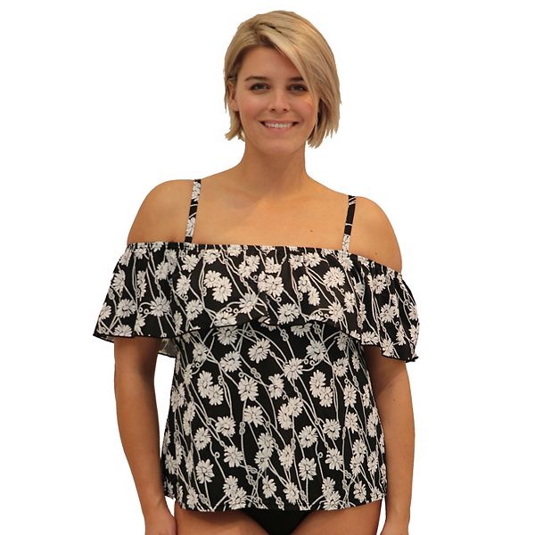 Off the shoulder swim top 2024 plus size