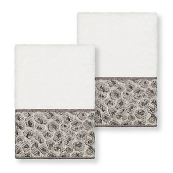 Linum Home Textiles Turkish Cotton Spots 2-pack Embellished Washcloth Set