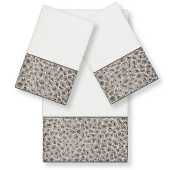 Linum Home Textiles Turkish Cotton Spots 3 pc Embellished Hand & Bath Towel Set