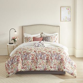 Madison Park Fiona Printed Cotton Comforter Set with Throw Pillows