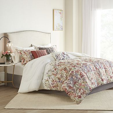 Madison Park Fiona Cotton Printed Comforter Set with Coordinating Throw Pillows