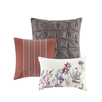 Madison Park Fiona Cotton Printed Comforter Set with Coordinating Throw Pillows