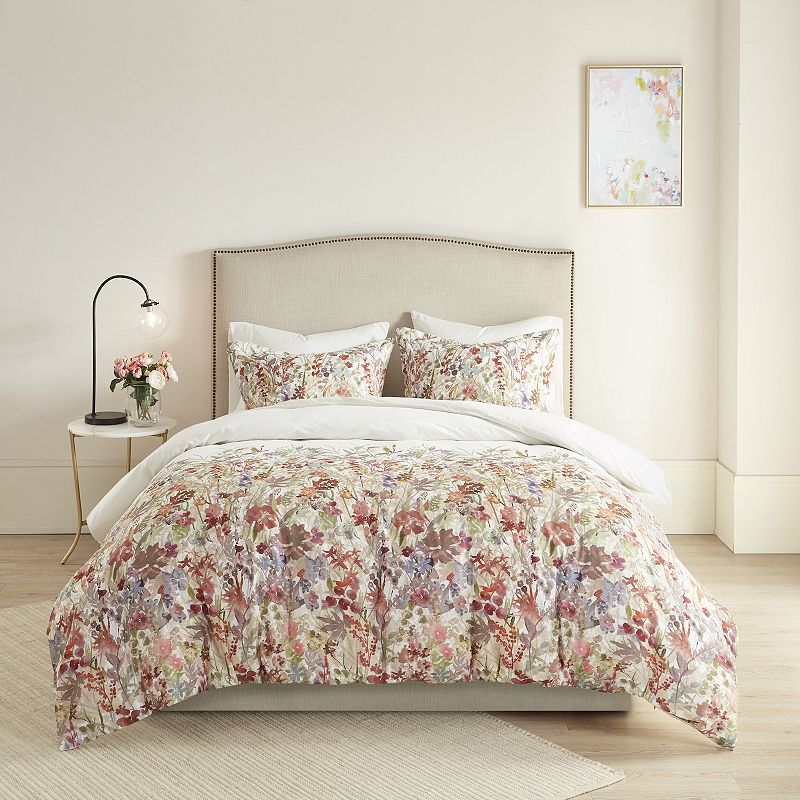 Madison Park Fiona Printed Duvet Cover Set with Shams, Multicolor, Full/Que