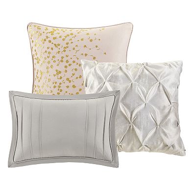 Madison Park Midnight Grove Metallic Print Comforter Set with Coordinating Throw Pillows
