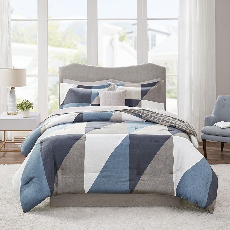 Madison Park Essentials Skylar Reversible Comforter Set with Sheets and Thr
