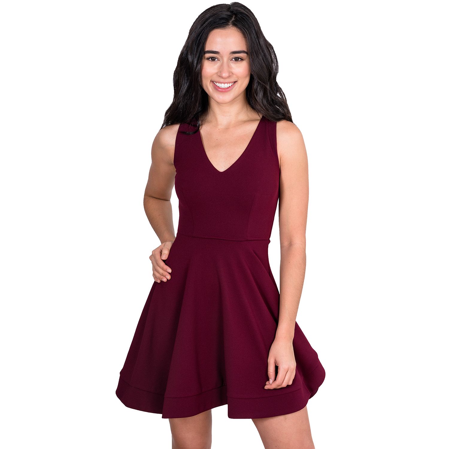 deep v neck skater dress