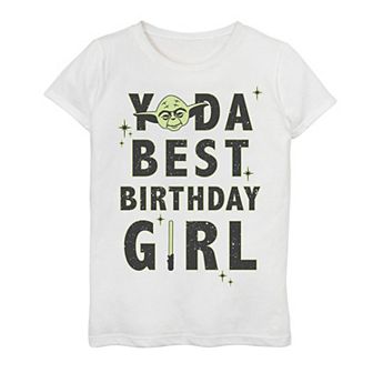 Girls 7-16 Star Wars Yoda Best Birthday Girl Rebel Logo Tee