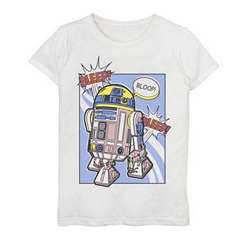 Girls 7-16 Star Wars Comic R2-D2 Bleep Bloop Tee