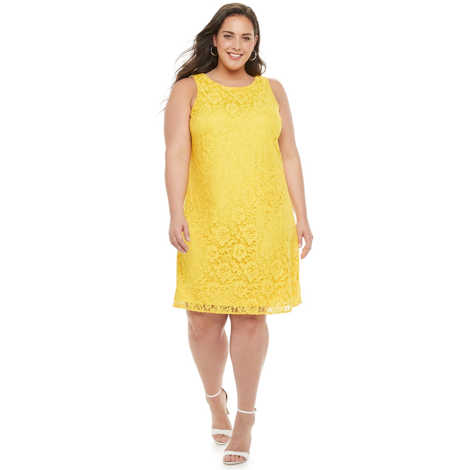 yellow lace shift dress