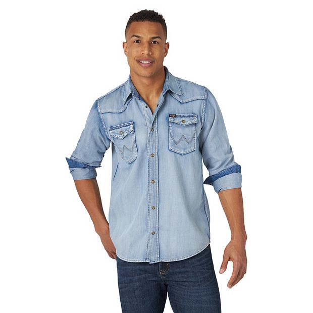 Denim pearl snap on sale shirt