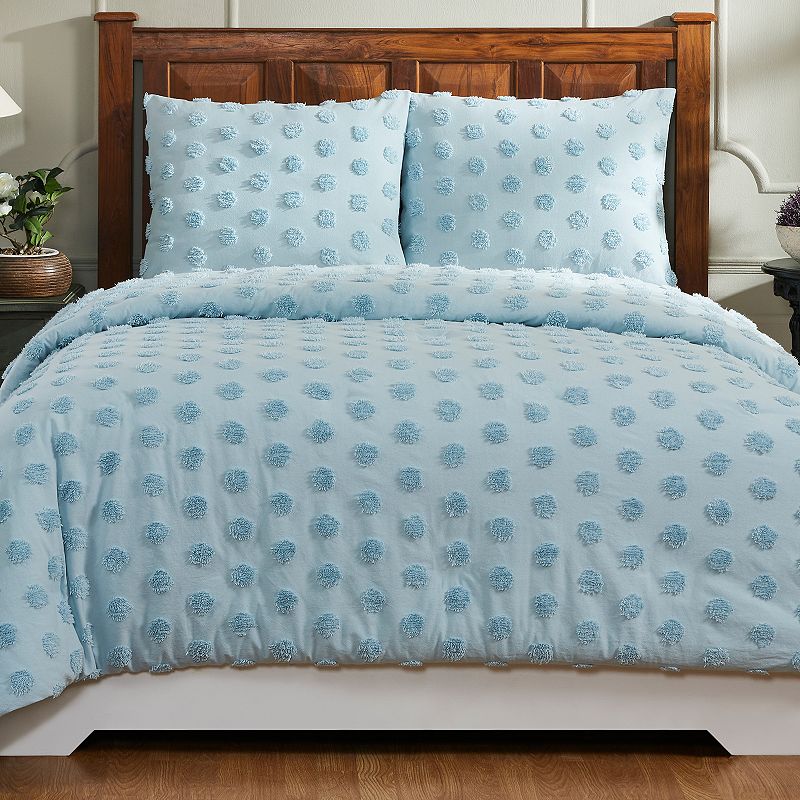 Better Trends Athenia Collection Cotton Chenille Comforter Set, Blue, Full/