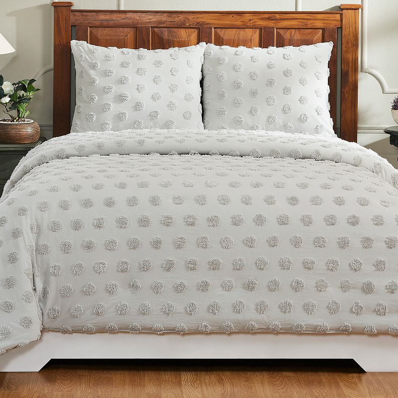 Better Trends Athenia Collection Cotton Chenille Comforter Set, Grey, Full/