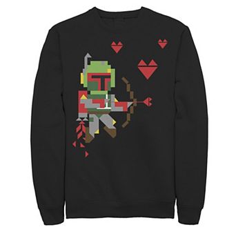 Men's Star Wars Boba Fett 8-Bit Cupid Hearts Valentine's Day Sweatshirt