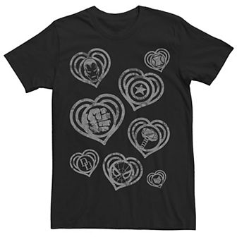 Men's Marvel Hero Icon Vintage Comic Hearts Tee