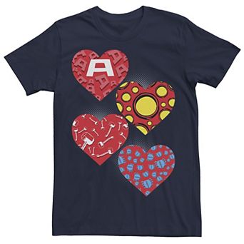 Men's Marvel Heroes Symbol Hearts Valentine's Tee