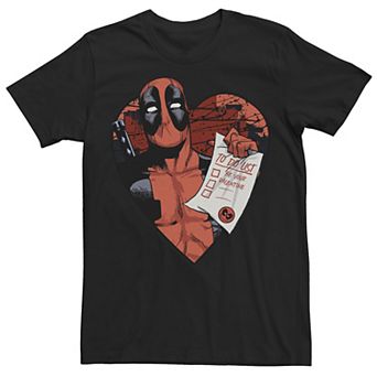 Men's Marvel Deadpool To Do List You Valentine's Tee