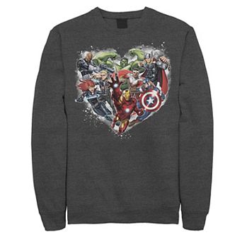 Men's Marvel Avengers Heart Group Shot Valentine Sweatshirt