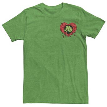 Men's Marvel Hulk Heart Smash Left Chest Valentine Tee