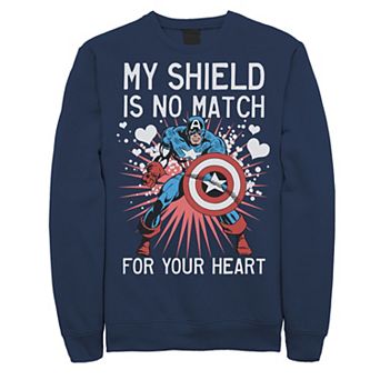 Men's Marvel Captain America Shield Heart Valentine Sweatshirt