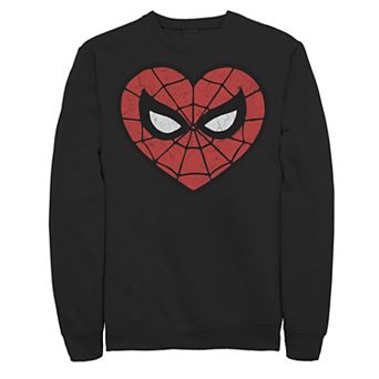 Men's Marvel Spider-Man Face Mask Valentine's Heart Logo Sweatshirt
