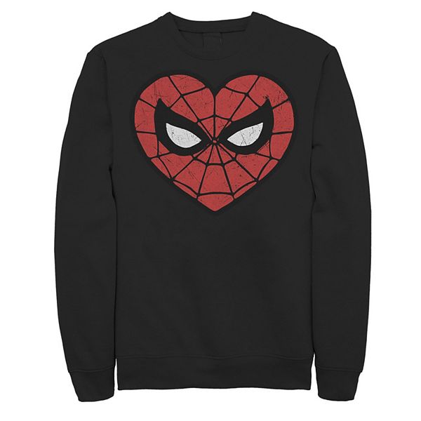 Men's Marvel Spider-Man Face Mask Valentine's Heart Logo Sweatshirt