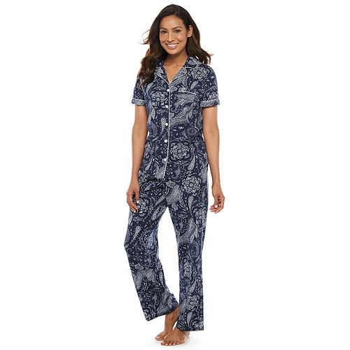 Women's Croft & Barrow® Short Sleeve Notch Collar Pajama Set