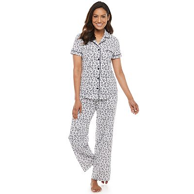 Women's Croft Barrow® Short Sleeve Notch Collar Pajama Set