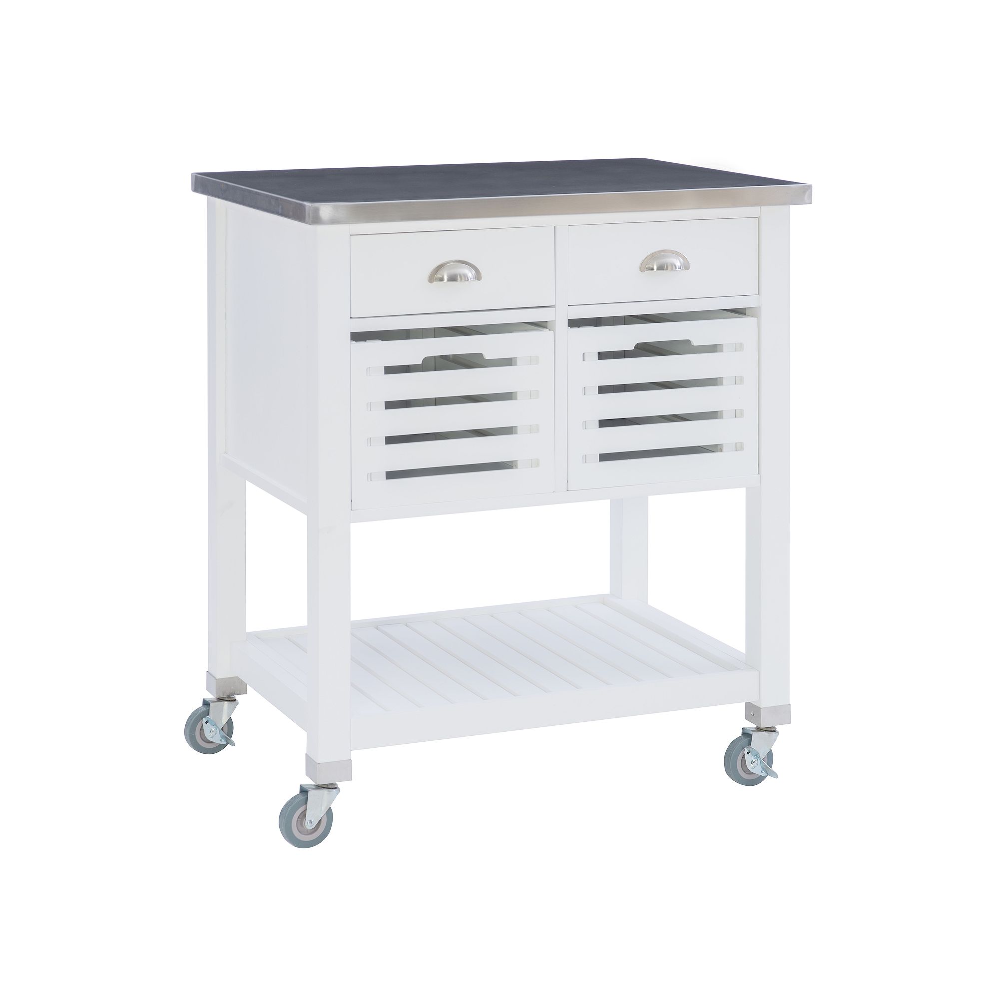 Linon Robbin BB Kitchen Cart, White Silver