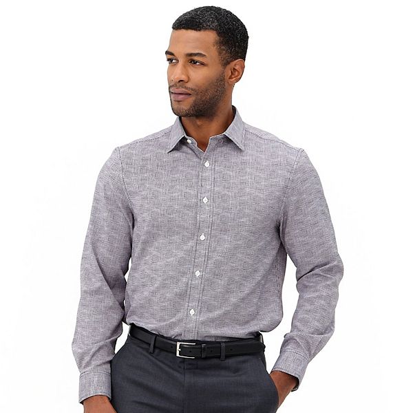 Men's Nick Graham Traveler Collection Performance Modern-Fit Stretch Dress Shirt - Black Striated (M-32/33)
