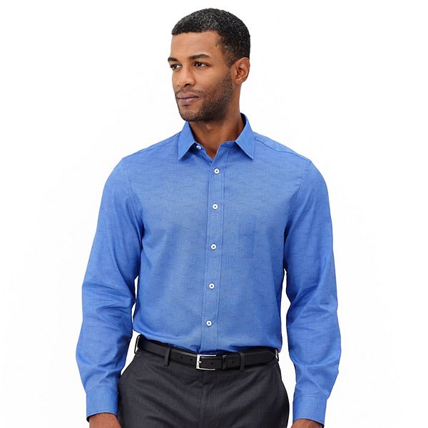 Men's Nick Graham Traveler Collection Performance Modern-Fit Stretch Dress Shirt - Blue Striated (L-34/35)