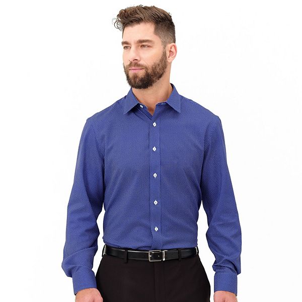 Men's Nick Graham Traveler Collection Performance Modern-Fit Stretch Dress Shirt - Navy Diamonds (S 32-33)