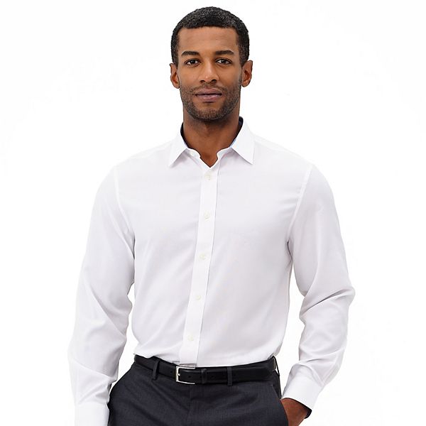 Men's Nick Graham Traveler Collection Performance Modern-Fit Stretch Dress Shirt - White Solid (L-34/35)