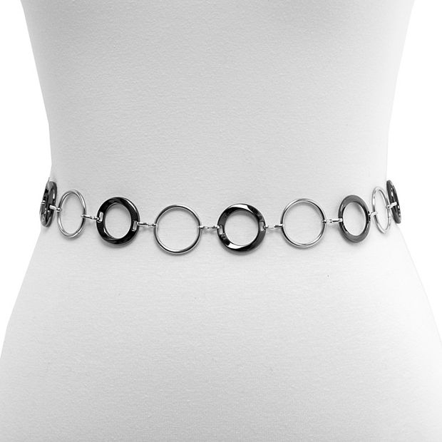Sexy ladies belt dress ornaments silver metal big ring belt female