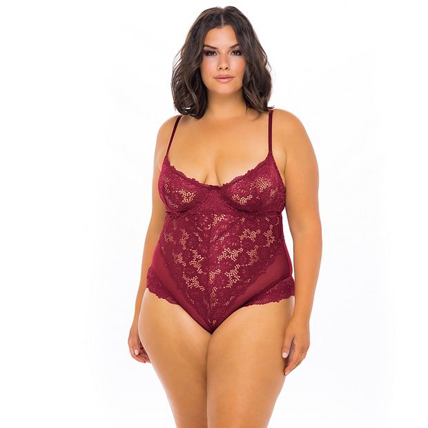 Plus Size Oh La La Cheri Unlined Lace Bodysuit 51 11053X