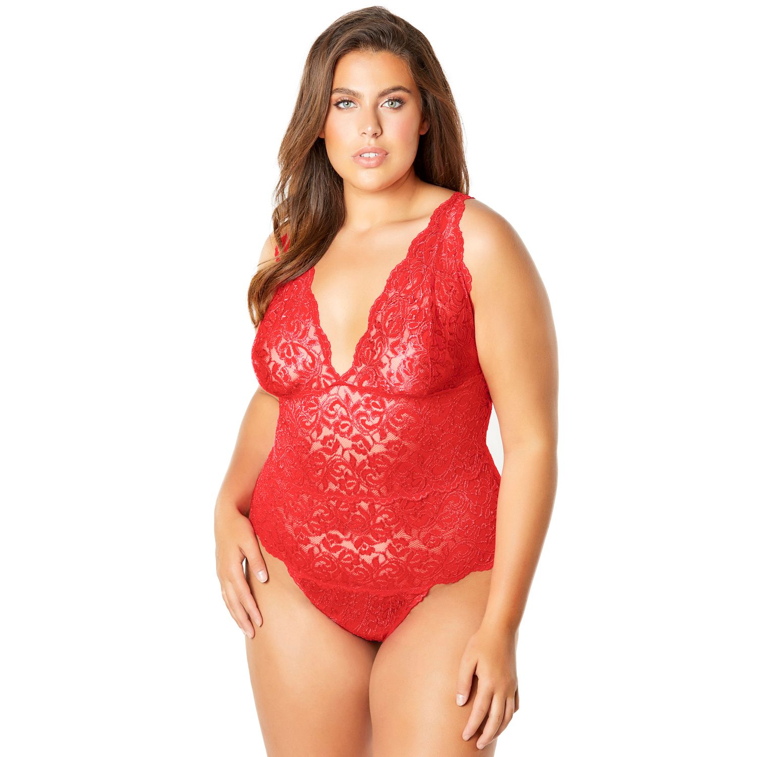 red plus size body suit