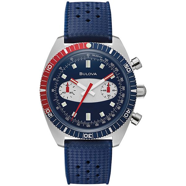 Bulova Men s Chronograph Blue Silicone Strap Watch 98A253K