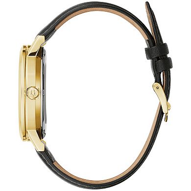Bulova Men's Automatic Black Leather Watch - 97A154K