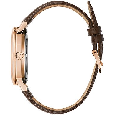 Bulova Men's Automatic Brown Leather Watch - 97A155K