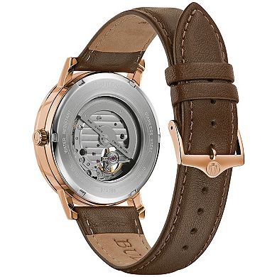 Bulova Men's Automatic Brown Leather Watch - 97A155K