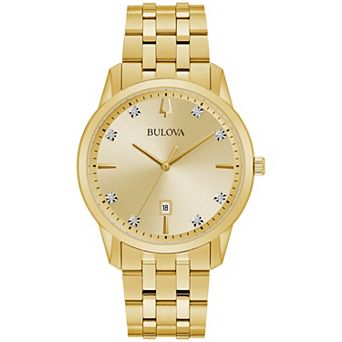 Bulova Men's Diamond Accent Gold-Tone Stainless Steel Watch - 97D123K
