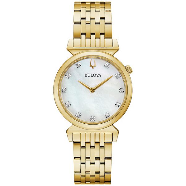 Bulova Women s Diamond Accent Gold Tone Stainless Steel Watch 97P149