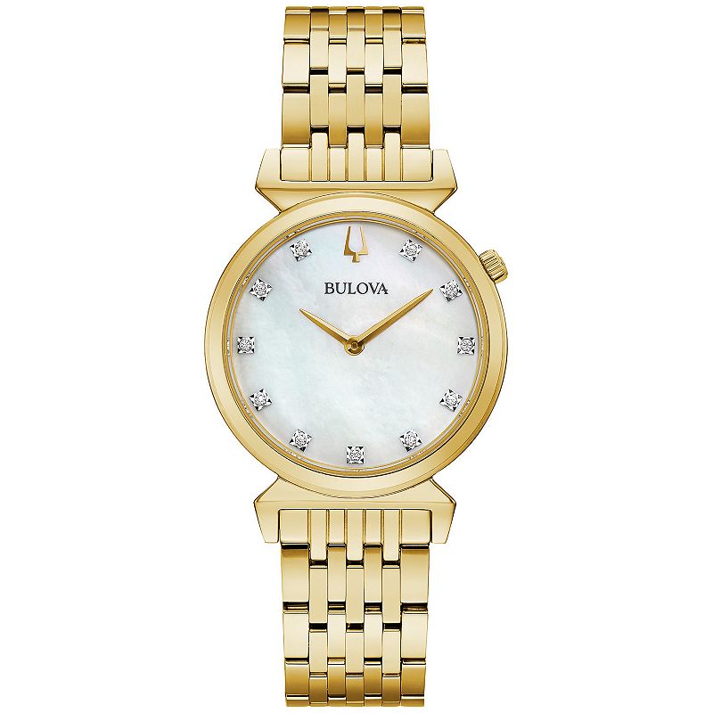 Bulova Women's Diamond Accent Gold-Tone Stainless Steel Watch - 97P149, Size: Small, Gold Tone