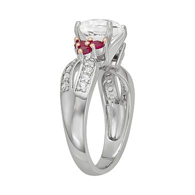 Sterling Silver Lab-Created White Sapphire & Lab-Created Ruby Ring