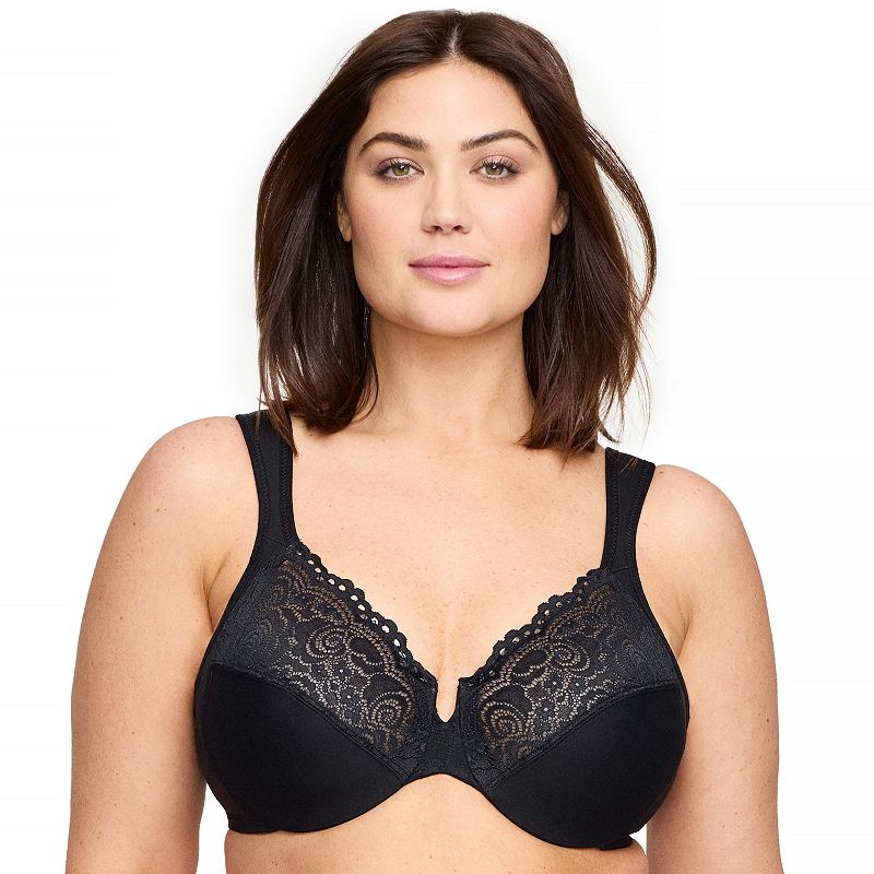 Plus Size Glamorise Full-Figure Wonderwire Back Close Bra 1240, Women's, Size: 44 Dd, Black